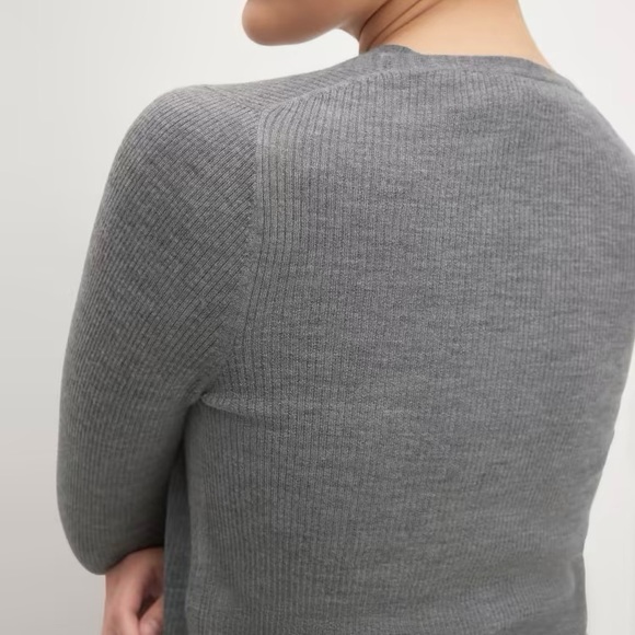 NWT Everlane The Ultrafine Merino Ribbed Cardigan - Heather Mid Grey - Picture 5 of 9